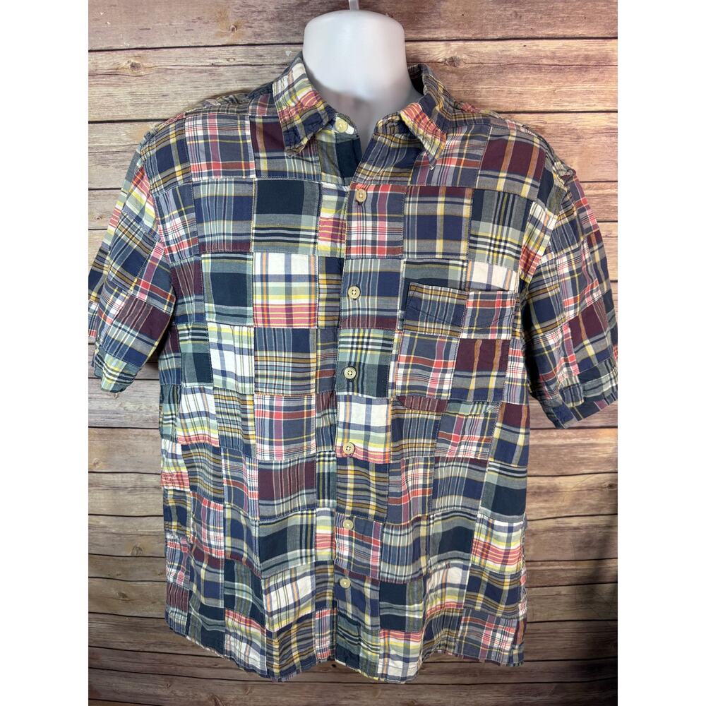 Madras Patchwork Shirt — Men's Large 22x28